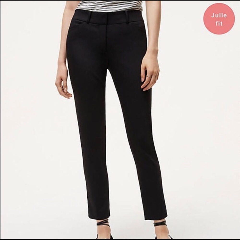 LOFT Julie Fit Skinny Ankle Pants, Black, Size 12